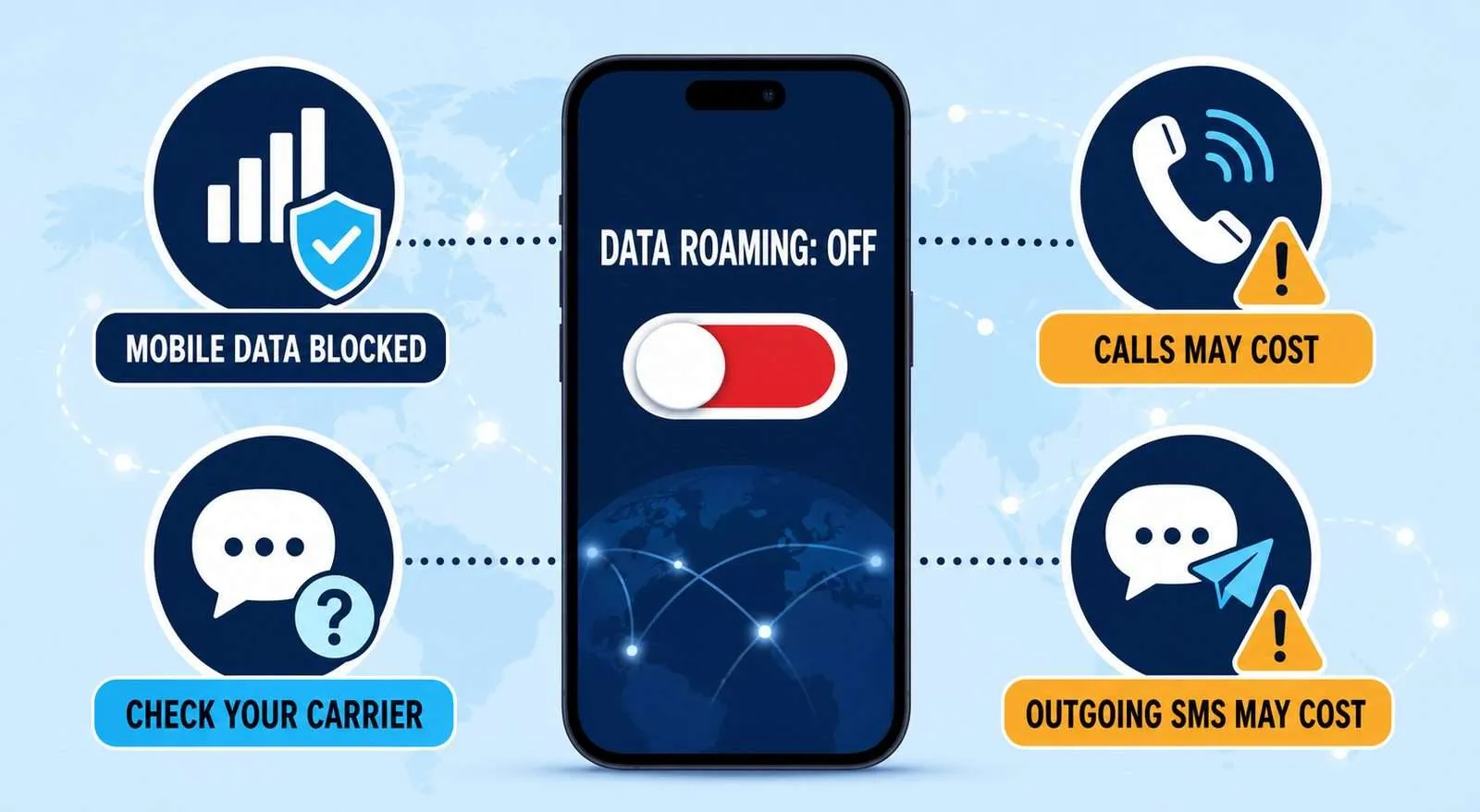 Charges When Data Roaming Is Off Calls and texts that may follow separate carrier rules when data roaming is off