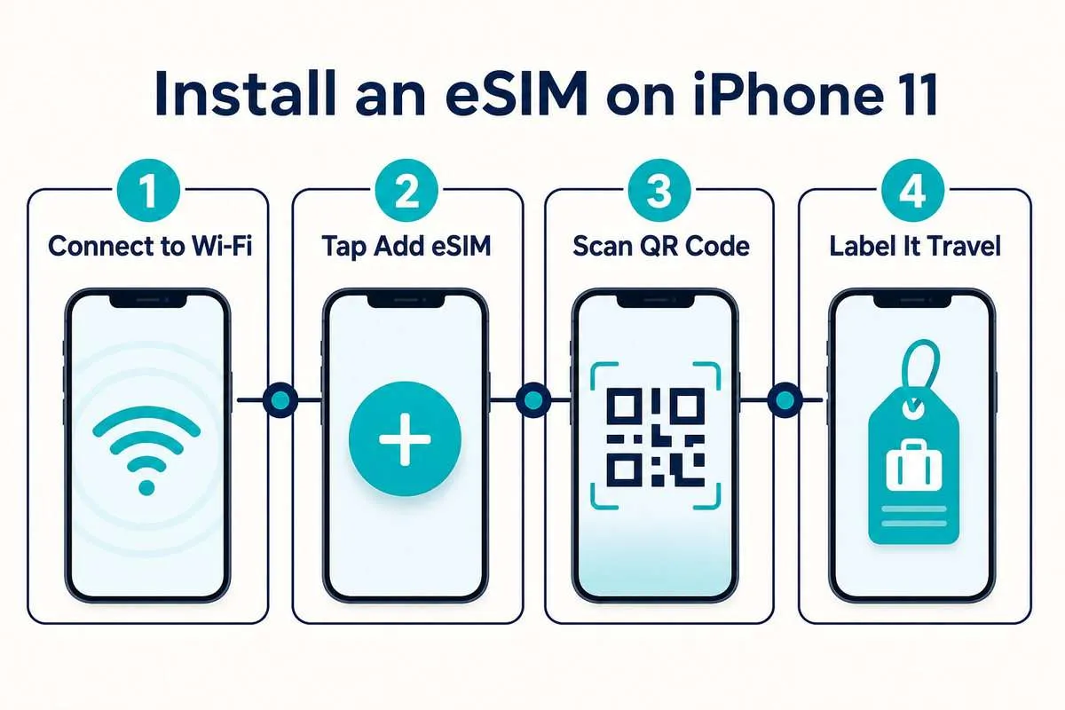 How to Install an eSIM on iPhone 11 Steps to install and activate an iPhone 11 eSIM with a QR code
