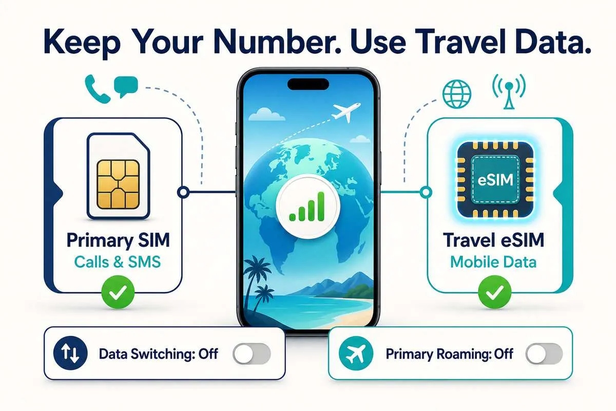 Keep Your Number with an iPhone 11 Travel eSIM Use an iPhone 11 eSIM for travel data while keeping the home number active