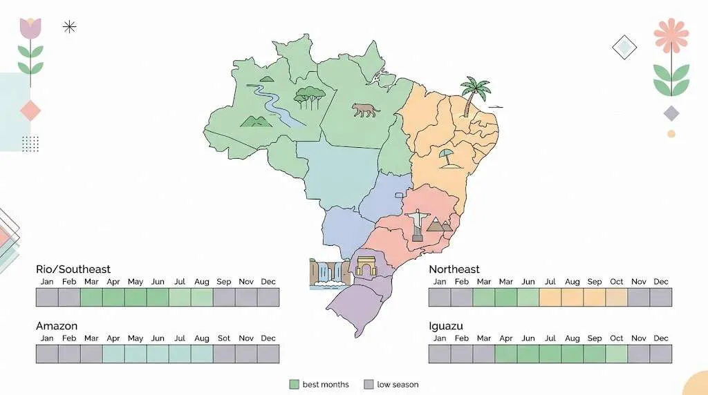 Brazil best time to visit planning chart by region and travel season