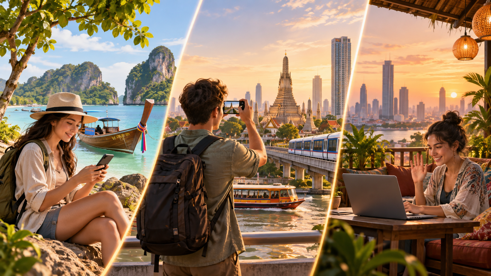 Thailand eSIM Datenprofile: Leichte, reguläre und intensive Nutzung Drei Thailand-Reisedatenprofile für leichtes Sightseeing, reguläres Reisen und intensive Hotspot-Nutzung