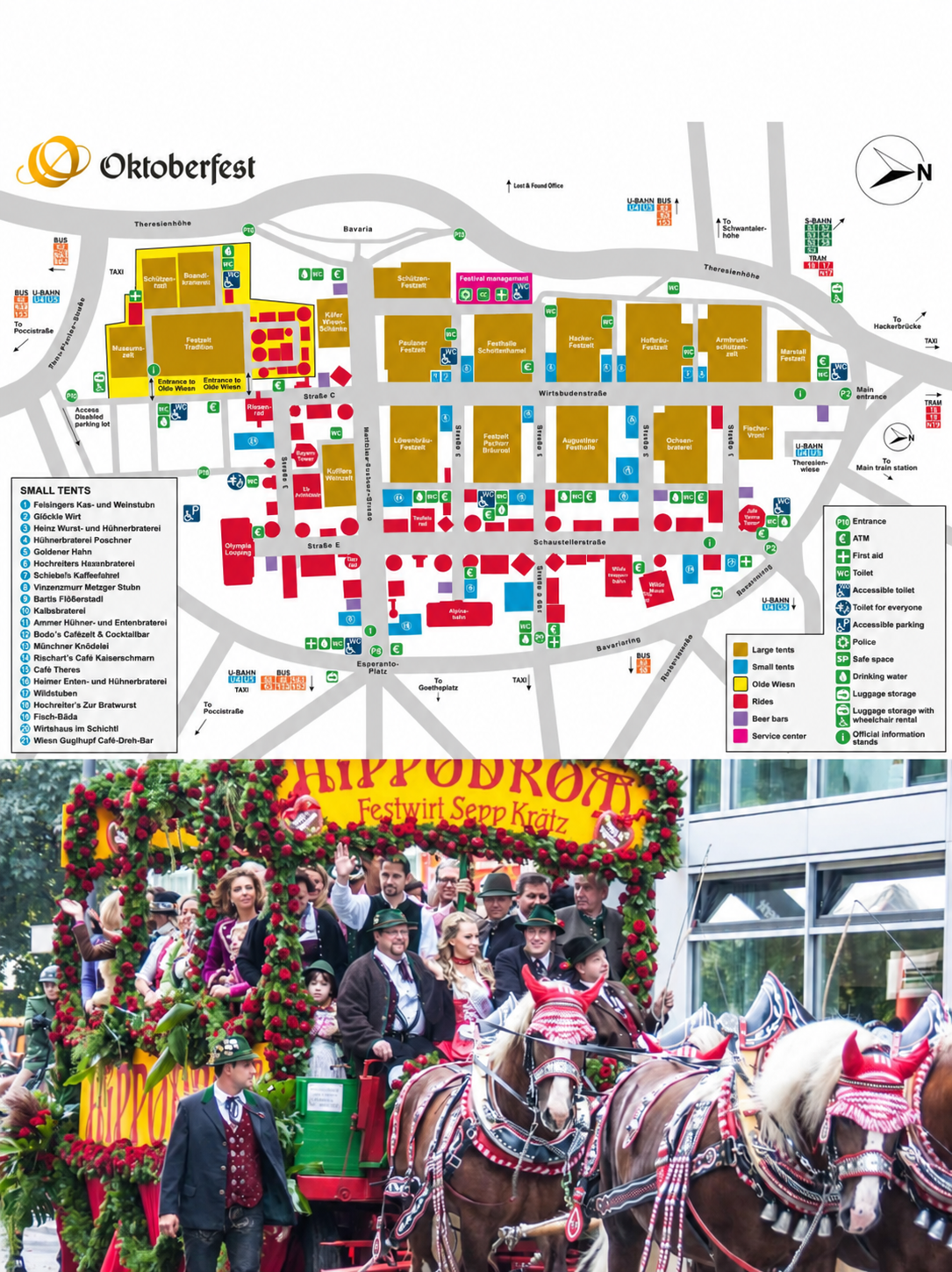 Oktoberfest map detail for planning tent locations and meeting points