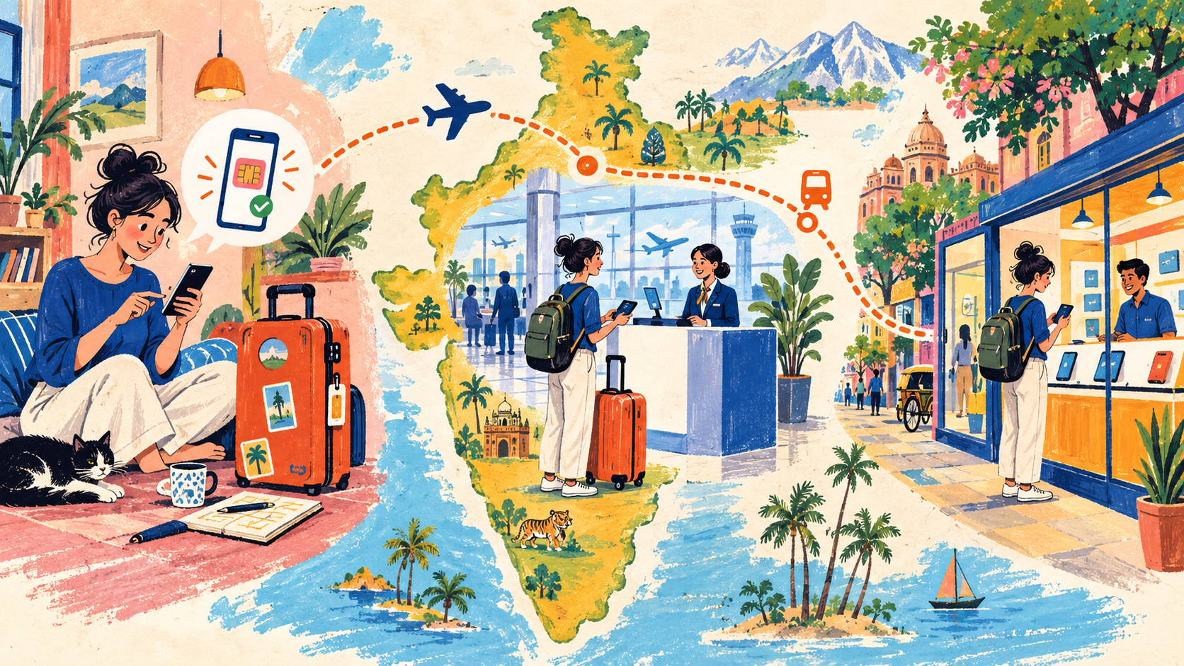 Three ways tourists arrange mobile service in India: before travel, at the airport or at a city store