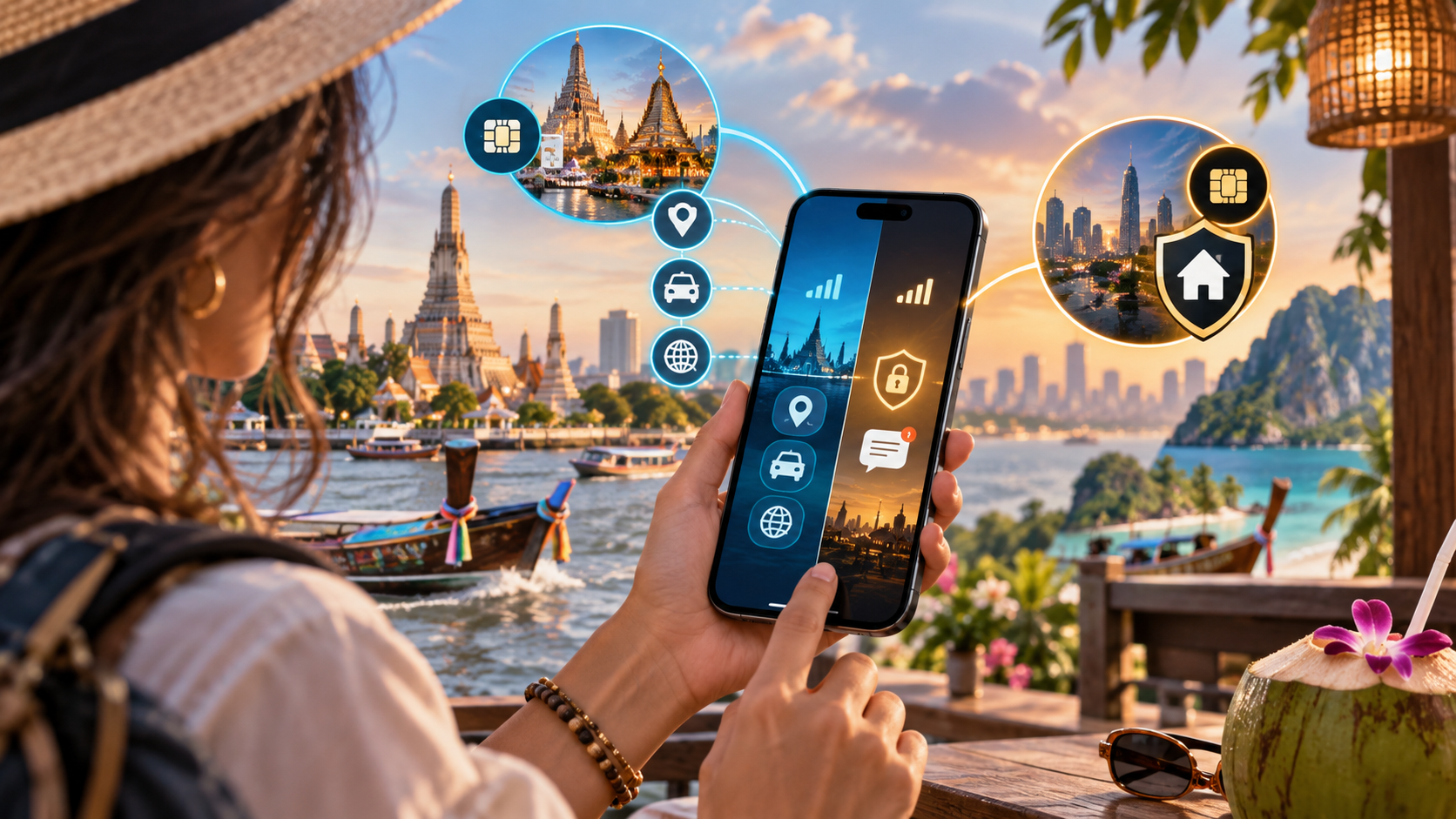 Dual SIM phone using a Thailand eSIM for travel data while keeping a home number available for OTP messages