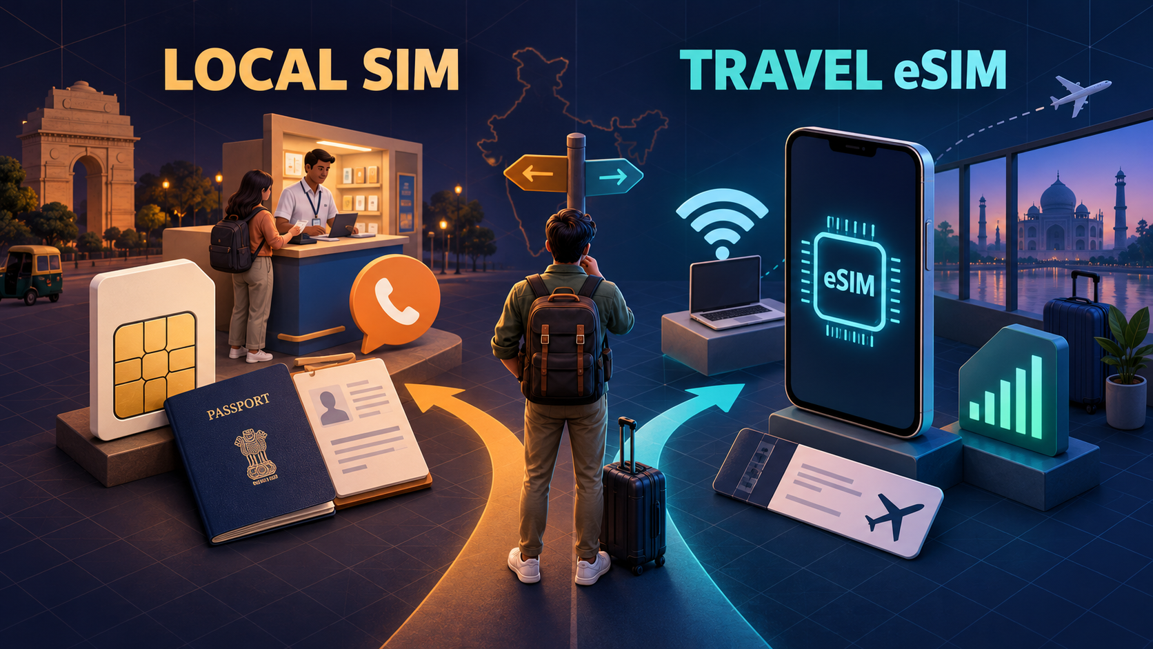 Balanced comparison of a local India SIM and a travel eSIM