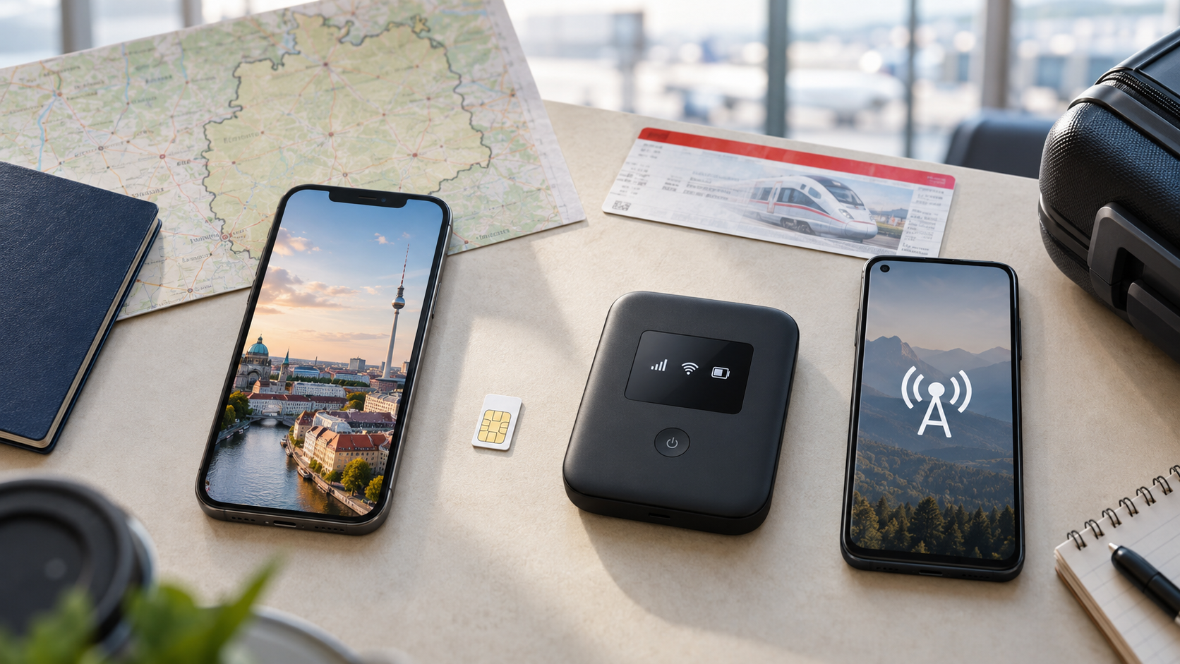Reise-eSIM, physische SIM, Roaming und mobiles WLAN-Optionen für Deutschland
