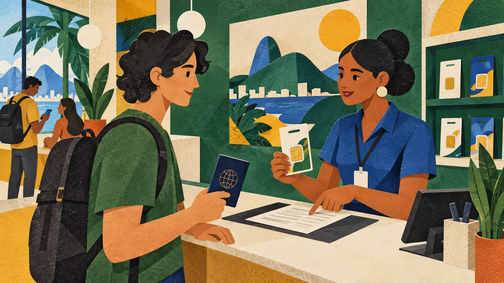 Tourist registering a prepaid Brazil SIM card with a passport