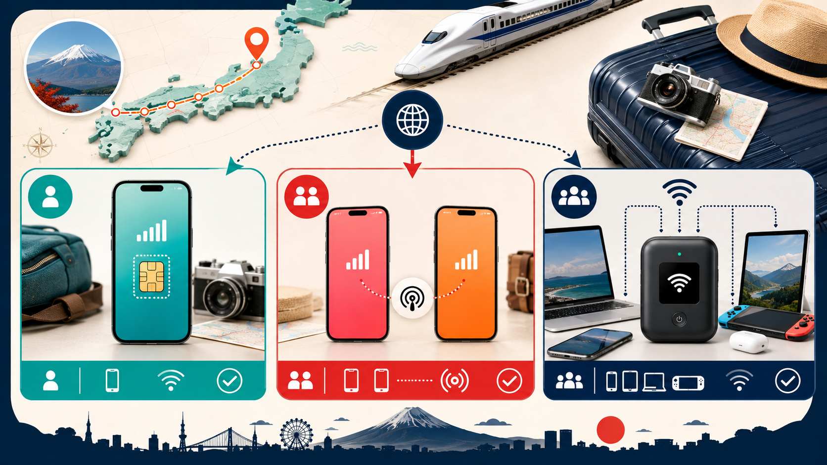 Choosing eSIM or Pocket WiFi for solo travelers, couples, and groups in Japan